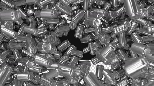 Shiny Aluminum Cans Filling Screen as Transition