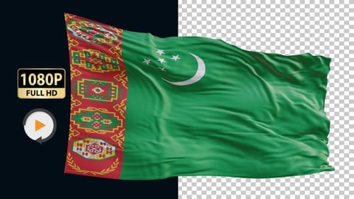 Realistic Waving Turkmenistan Flag 3D Animation