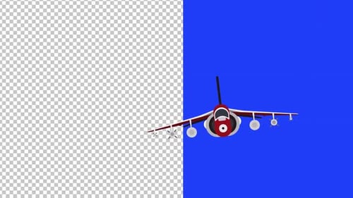 Fighter Jet Flight Animation Front View Alpha Looped