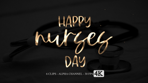 Metallic Ribbon Happy Nurses Day Title Reveal Animation