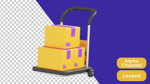 3D Animated Shipping Cart | Alpha Channel
