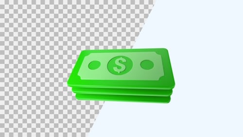 3D Money Stack Icon Rotating Financial Animation