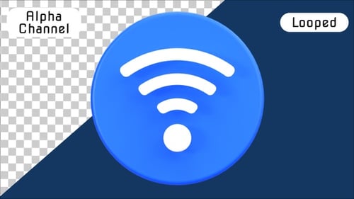 Animated 3D Wi-Fi Signal Icon with Alpha Channel