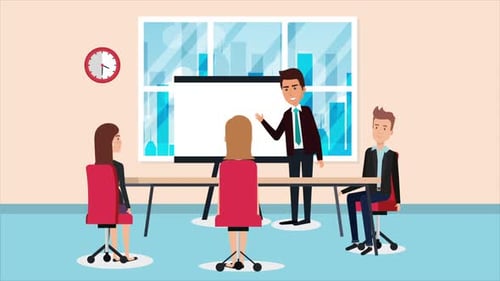 Pack Of 6 Clips Of Elegant Business People In The Office