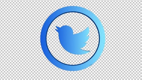 Rotating 3D Twitter Logo Icon with Modern Gradient