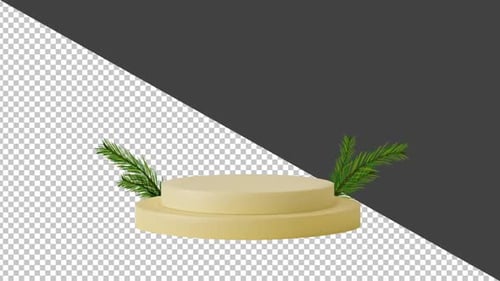 3D Product Display Podium with Pine Branches