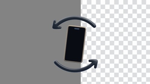 3D Animation of Rotate Phone Screen Orientation Hint | Alpha Channel