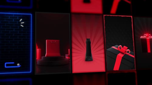 Animated Vertical Neon and Modern Sales Promotion Elements