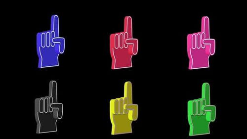 3D Foam Fingers Number One Loop 3D Pack