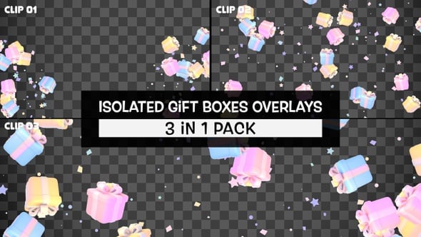 Isolated Gift Boxes Overlays Pack, Overlays Motion Graphics ft. gift ...