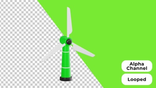 Clean 3D Wind Turbine Animation for Renewable Energy Projects