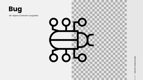 Minimalist Line Animation of a Bug Icon with Connections