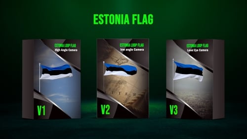Estonian Flag Waving Animation Pack with Multiple Camera Angles