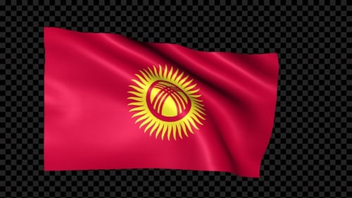 Realistic Waving Kyrgyzstan National Flag Animation