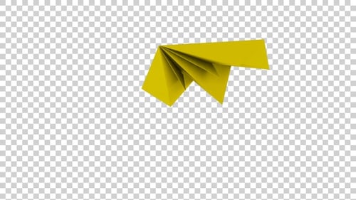 Papierflugzeug fliegt in der Luft Gelb V2