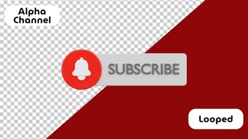 3D Notification Bell and Subscribe Button | Alpha Channel