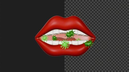 3D Cute Stylized Mouth Disease Animation | 4K | Alpha Channel | Transparent | 6s