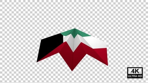Dynamic Geometric Kuwait Flag Folding Animation
