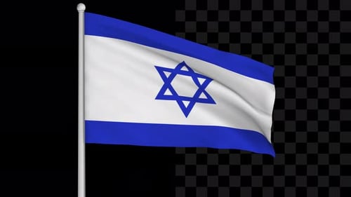 Realistic Flag of Israel Waving Animation with Alpha Channel