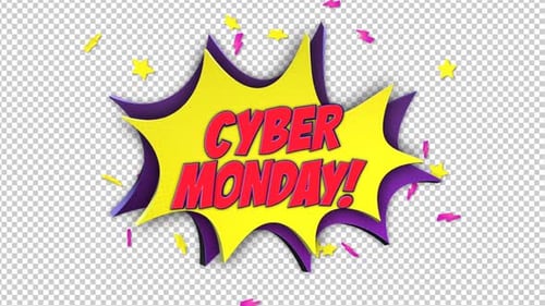 Cyber Monday Comic Text Package, on Alpha Channel, Loop
