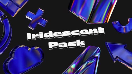 Iridescent 3D Geometric Shapes Abstract Animation Pack