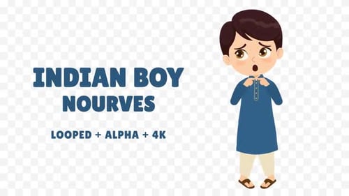 Animated Indian Boy Character with Expressive Cartoon Face