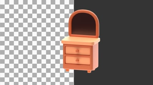 Animación 3D de elementos esenciales para organizar un tocador para arreglarse sin esfuerzo | Alpha Channel
