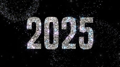 Glitter New Year Countdown with Sparkling Numbers and Fireworks