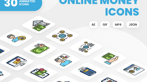 30 Animated Online Money Icon Set