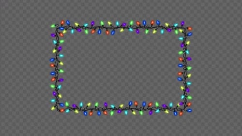 Flashing Colorful Christmas Lights Rectangle Border