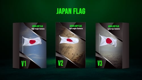 Realistic Waving Japan Flag Loop with Multiple Camera Angles