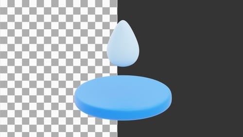 3D Animation of Water Drop Creating Concentric Waves | Alpha Channel