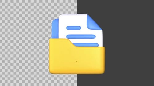 3D Animated Folder Icon with Bug and Warning Sign