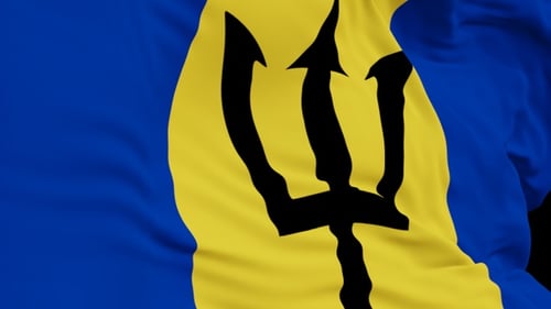 The Barbados with alpha channel waving in the wind in slow motion