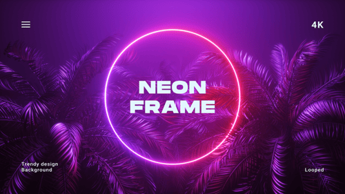 Abstract Neon Circle with Tropical Palm Trees Animation