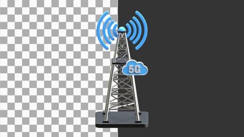3D-Animation zur Darstellung des Cloud Network Tower | Alpha Channel