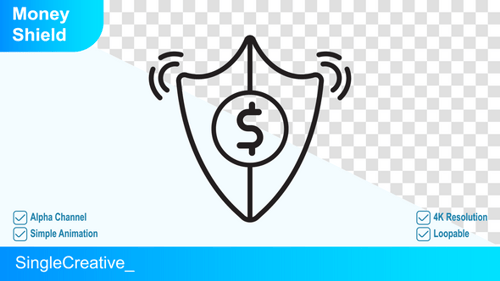 Animated Money Shield Icon for Financial Protection and Security