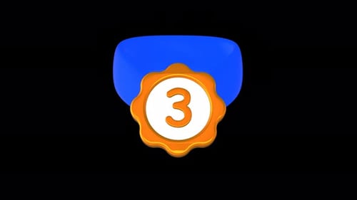 Animated achievement badge medal on transparent background