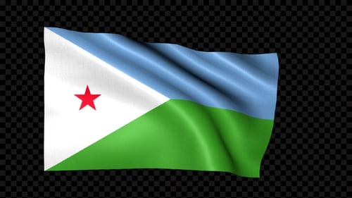Djibouti National Flag Waving Animation with Alpha Channel