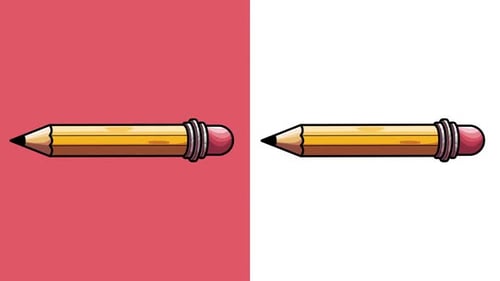 Pack Of 2 Pencil Rotating On Alpha And White Loop