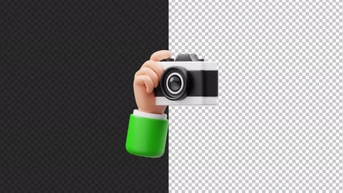 Animated 3D Hand Holding Camera Illustration