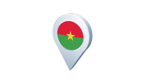 3D Burkina Faso Flag Map Pin Rotation Animation
