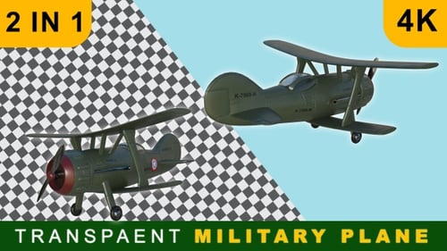 3D Animated Vintage Biplane Flying Across Screen