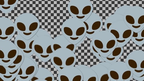 Flat Design Falling Alien Heads Transition