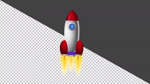 Animated Space Rocket Hovering Loop