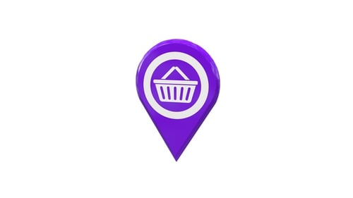 3D Animated Shopping Location Pin Icon