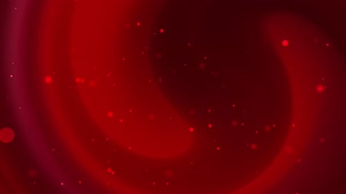 Dynamic Red Fluid Waves with Glowing Particles Background
