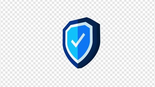 Animated Security Shield Icon with Checkmark and Light Reflect