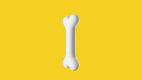 Rotating white bone on a yellow background 3d animation