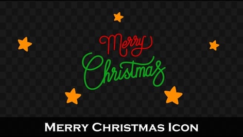Animated Merry Christmas Greeting with Glowing Stars